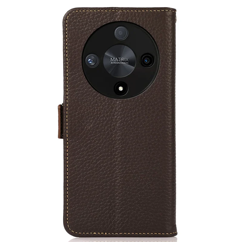 KHAZNEH For Honor X9a 5G / X40 5G / Magic5 Lite 5G Custodia RFID Blocking in vera pelle di mucca - Marrone