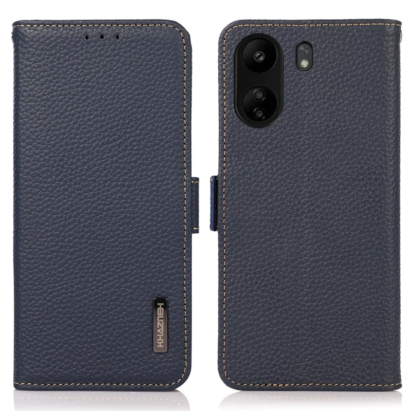 KHAZNEH para Xiaomi Redmi 13C 4G / 13C 5G / Poco C65 4G / Poco M6 5G / 13R 5G Case RFID Blocking Litchi Texture Wallet Cover - Azul
