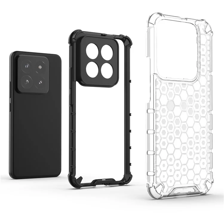 Для Xiaomi 14 Pro Case Honeycomb Design Anti-scratch Phone Cover - Black