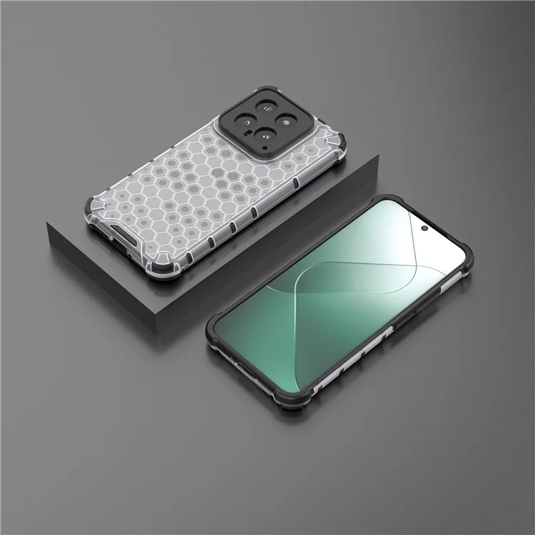 Para Xiaomi 14 Case TPU + PC Dual Layer Protection Phone Cover - Cinza