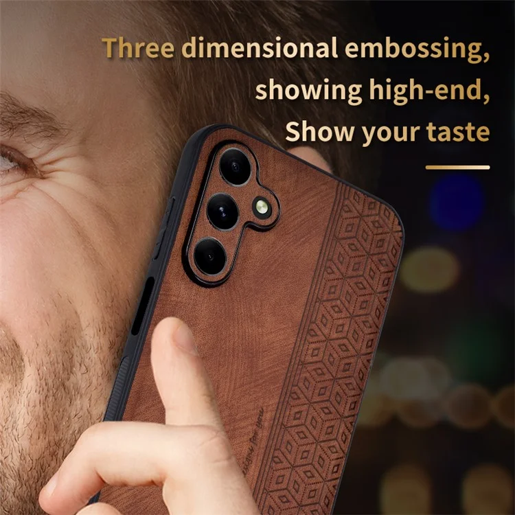 AZNS per Samsung Galaxy A15 4G Case Imprinted Pattern PU Leather+TPU Cell Phone Cover - Marrone