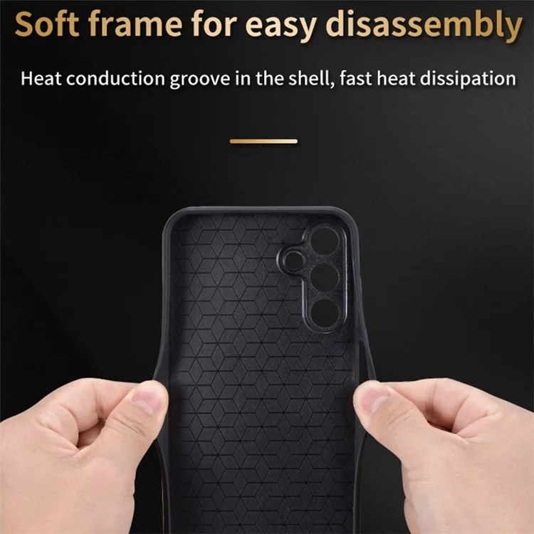 AZNS per Samsung Galaxy A15 4G Case Imprinted Pattern PU Leather+TPU Cell Phone Cover - Marrone