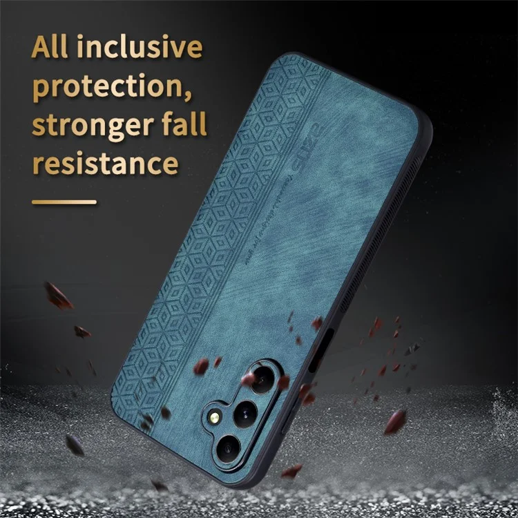 AZNS per Samsung Galaxy A15 4G Case Imprinted Pattern PU Leather+TPU Cell Phone Cover - Marrone
