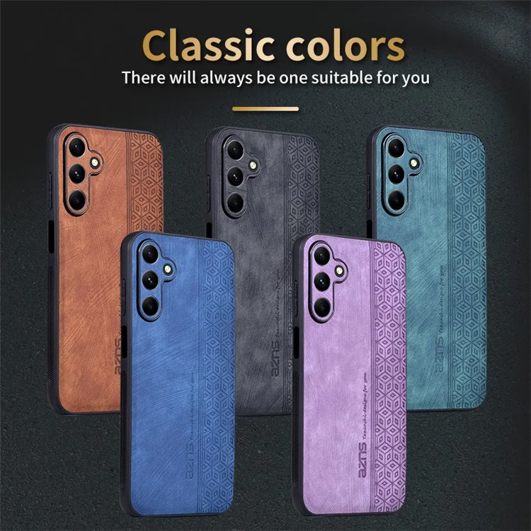 AZNS per Samsung Galaxy A15 4G Case Imprinted Pattern PU Leather+TPU Cell Phone Cover - Marrone