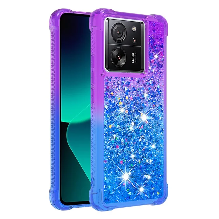 For Xiaomi 13T / 13T Pro / Redmi K60 Ultra TPU Case Gradient Quicksand Phone Back Cover - Purple+Sky Blue