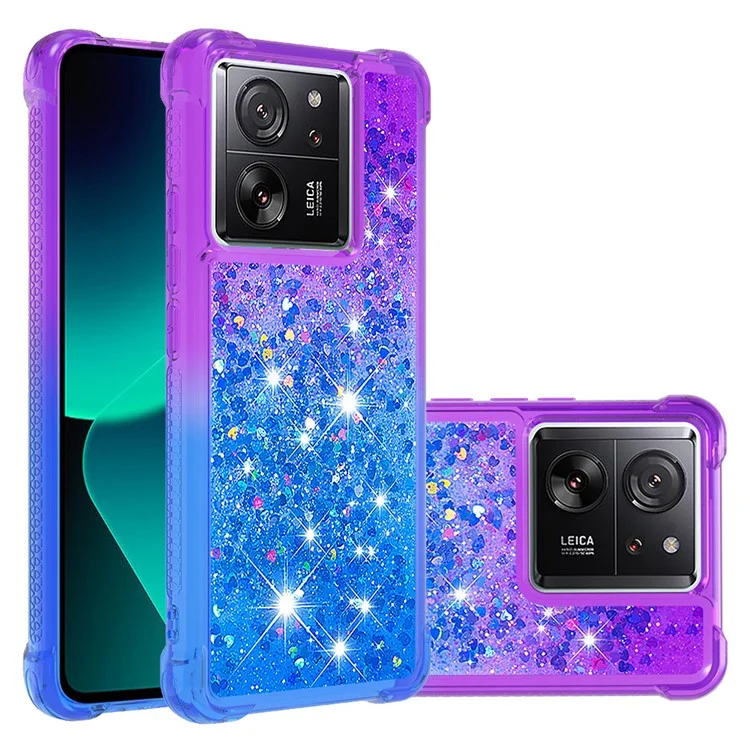 For Xiaomi 13T / 13T Pro / Redmi K60 Ultra TPU Case Gradient Quicksand Phone Back Cover - Purple+Sky Blue