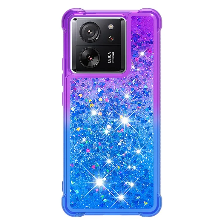 For Xiaomi 13T / 13T Pro / Redmi K60 Ultra TPU Case Gradient Quicksand Phone Back Cover - Purple+Sky Blue