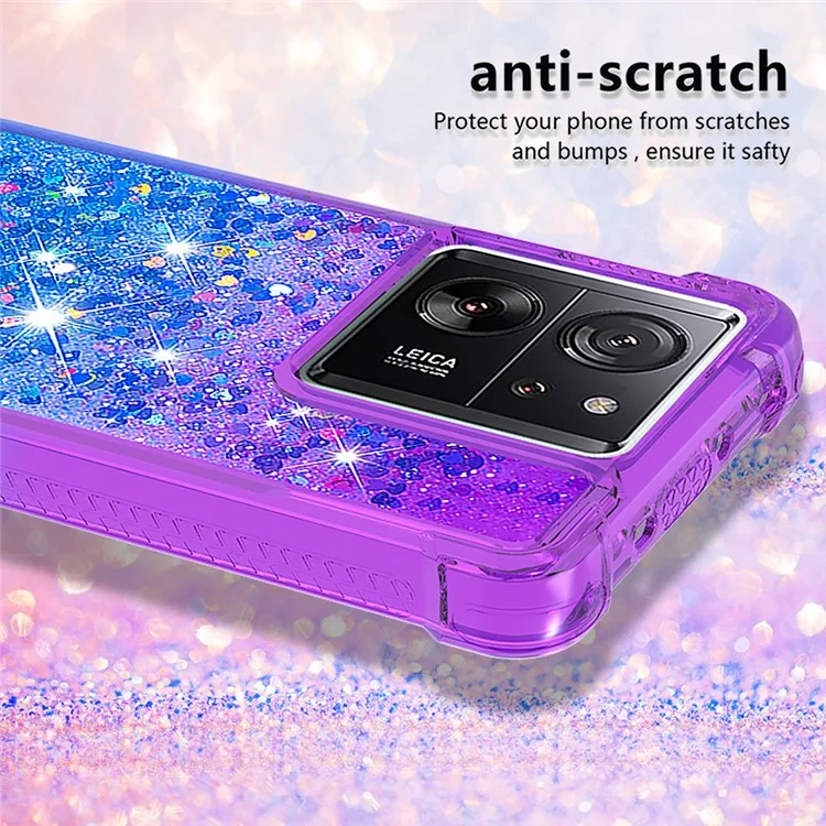 For Xiaomi 13T / 13T Pro / Redmi K60 Ultra TPU Case Gradient Quicksand Phone Back Cover - Purple+Sky Blue