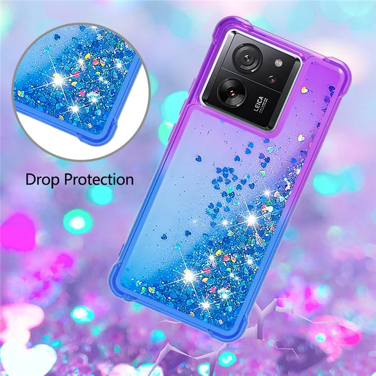 For Xiaomi 13T / 13T Pro / Redmi K60 Ultra TPU Case Gradient Quicksand Phone Back Cover - Purple+Sky Blue