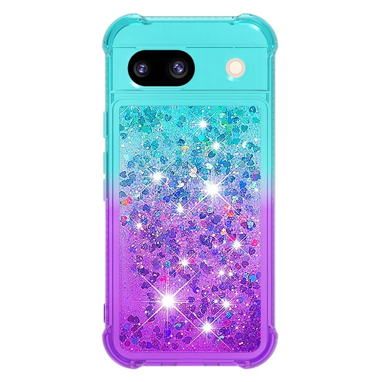 Série YB Quicksand-3 para Google Pixel 8a Case Gradient Flowing Liquid Phone Cover - Azul Céu+Roxo