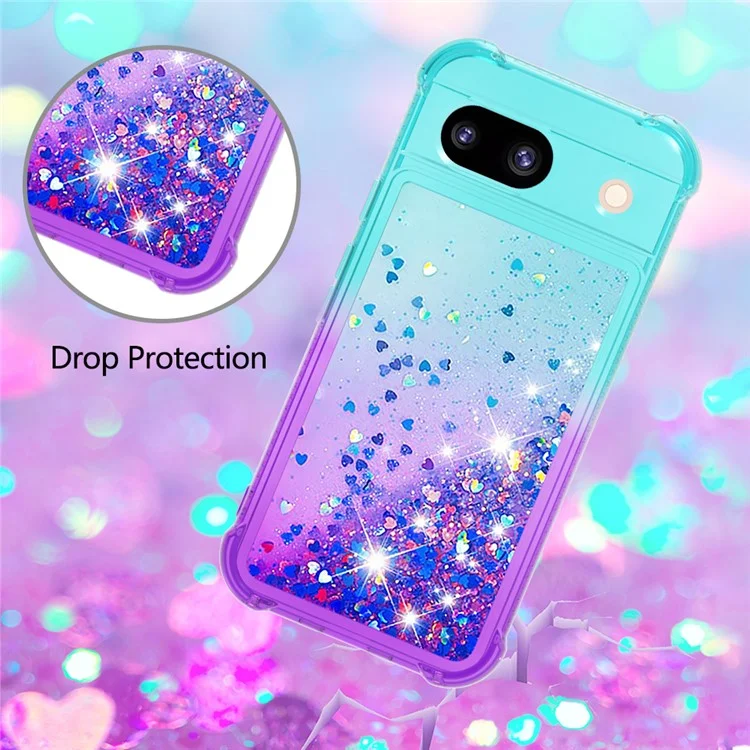 Série YB Quicksand-3 para Google Pixel 8a Case Gradient Flowing Liquid Phone Cover - Azul Céu+Roxo