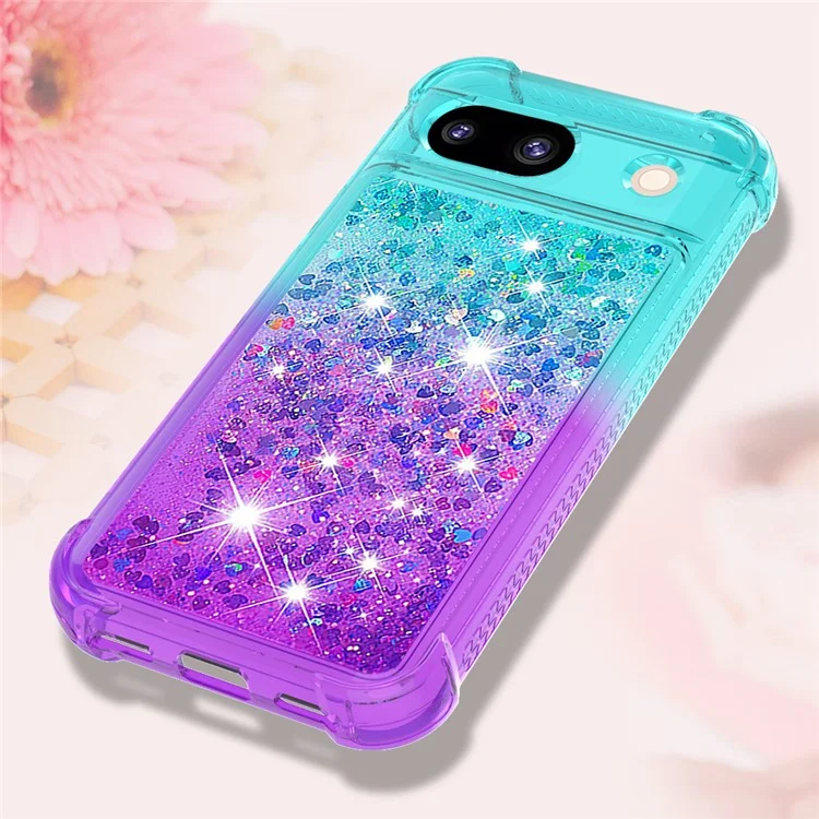 Série YB Quicksand-3 para Google Pixel 8a Case Gradient Flowing Liquid Phone Cover - Azul Céu+Roxo