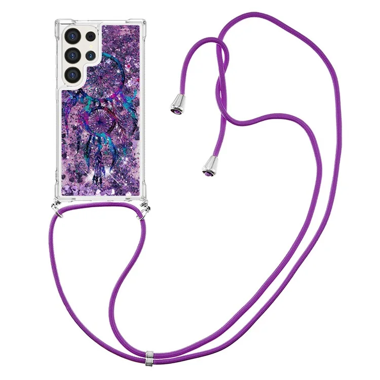 For Samsung Galaxy S24 Ultra TPU Case with Lanyard Quicksand Pattern Print Phone Cover - Wind Chimes