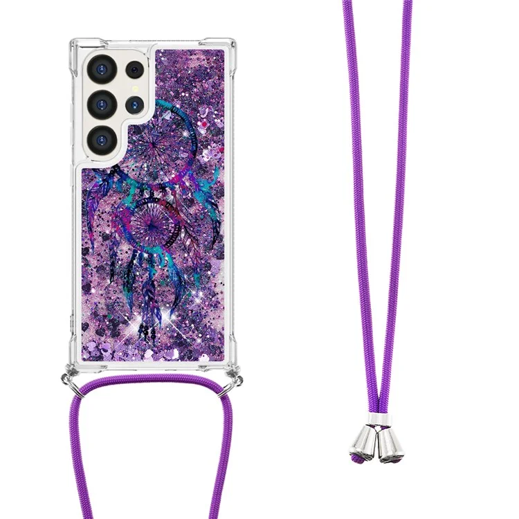 For Samsung Galaxy S24 Ultra TPU Case with Lanyard Quicksand Pattern Print Phone Cover - Wind Chimes