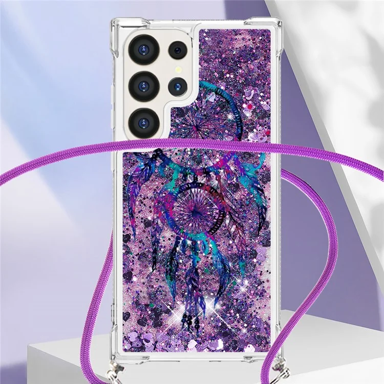 For Samsung Galaxy S24 Ultra TPU Case with Lanyard Quicksand Pattern Print Phone Cover - Wind Chimes