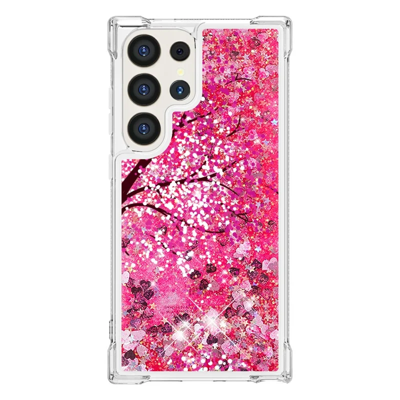 For Samsung Galaxy S24 Ultra TPU Case with Quicksand and Pattern Printed - Cherry Blossom