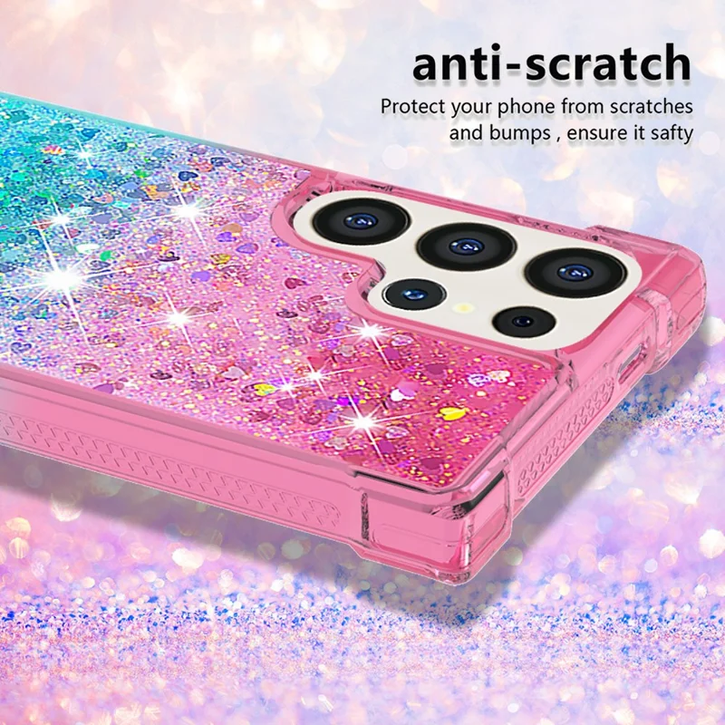 For Samsung Galaxy S24 Ultra TPU Case Gradient Quicksand Phone Back Cover - Pink+Sky Blue