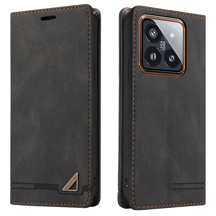 GQ.UTROBE 008 Serie per Xiaomi 14 Pro Custodia Folio Flip Custodia in Pelle per Cellulare - Nero 