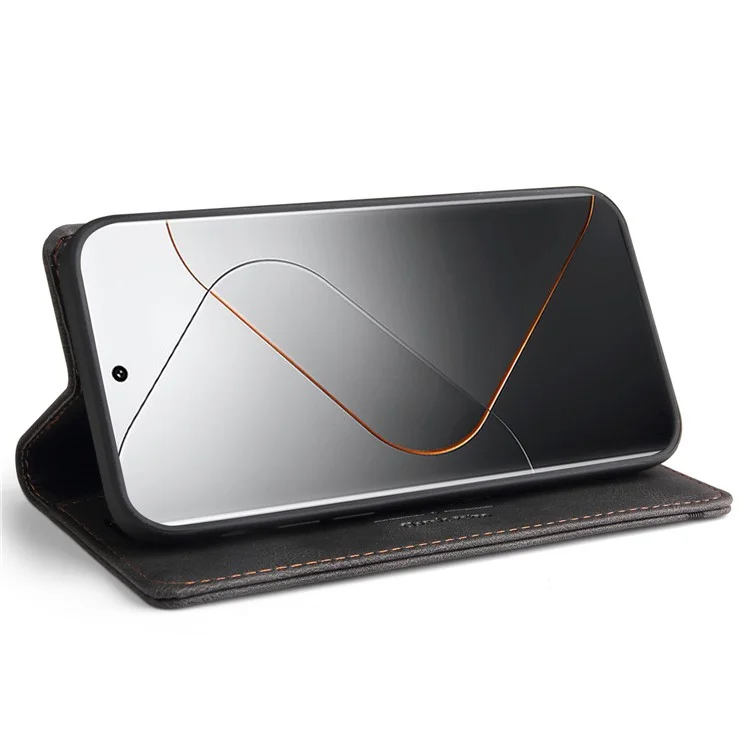GQ.UTROBE 008 Serie per Xiaomi 14 Pro Custodia Folio Flip Custodia in Pelle per Cellulare - Nero 