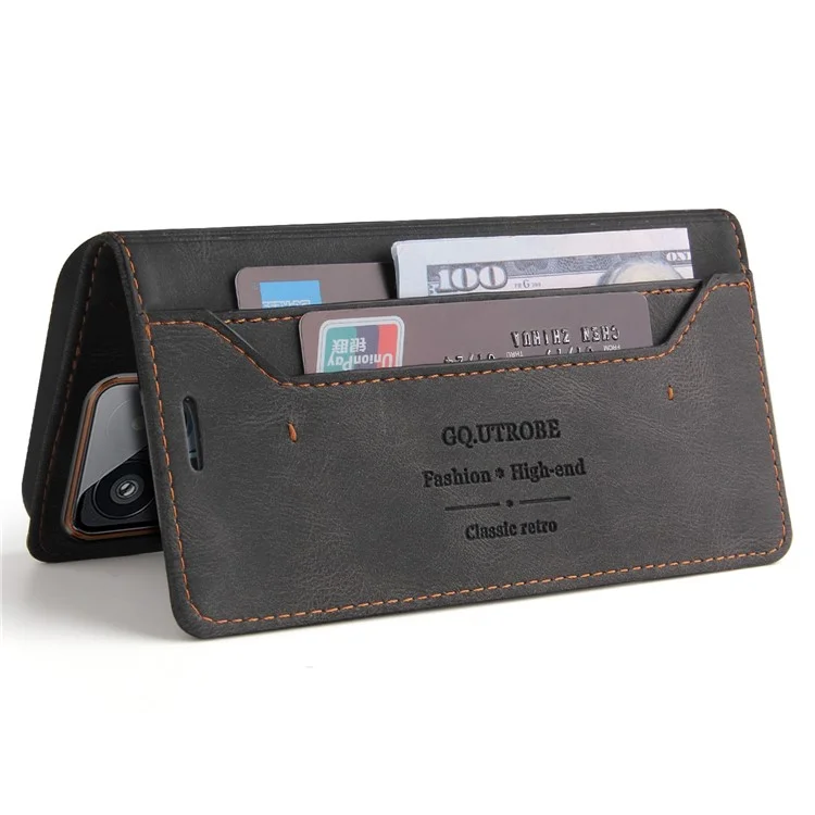 GQ.UTROBE 008 Serie per Xiaomi 14 Pro Custodia Folio Flip Custodia in Pelle per Cellulare - Nero 