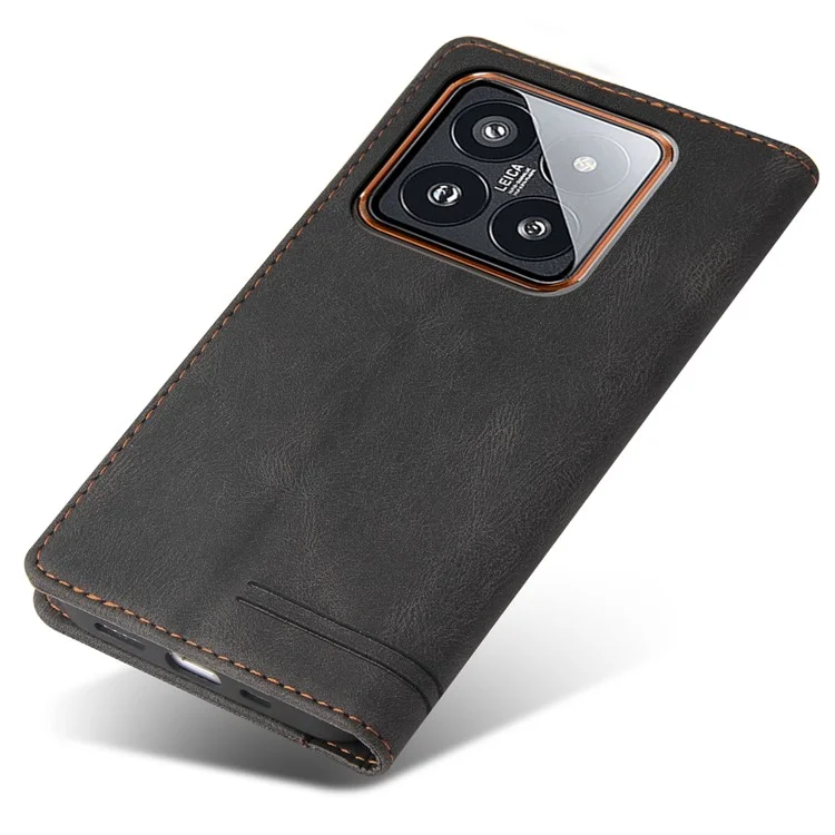 GQ.UTROBE 008 Serie per Xiaomi 14 Pro Custodia Folio Flip Custodia in Pelle per Cellulare - Nero 
