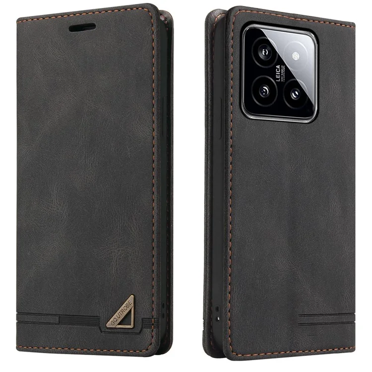 GQ.UTROBE 008 Serie für Xiaomi 14 Hülle RFID-Blocking PU-Leder + TPU Flip Cover - Schwarz