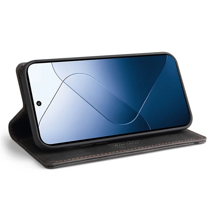 GQ.UTROBE 008 Serie für Xiaomi 14 Hülle RFID-Blocking PU-Leder + TPU Flip Cover - Schwarz