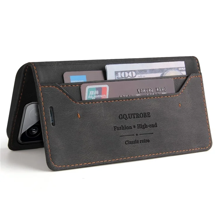 GQ.UTROBE 008 Serie für Xiaomi 14 Hülle RFID-Blocking PU-Leder + TPU Flip Cover - Schwarz