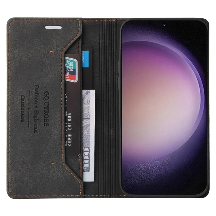 GQ.UTROBE 008 Series Para Samsung Galaxy S24+ Capa da Caixa RFID Blocking PU Leather + TPU Skin-touch Cover - Preto