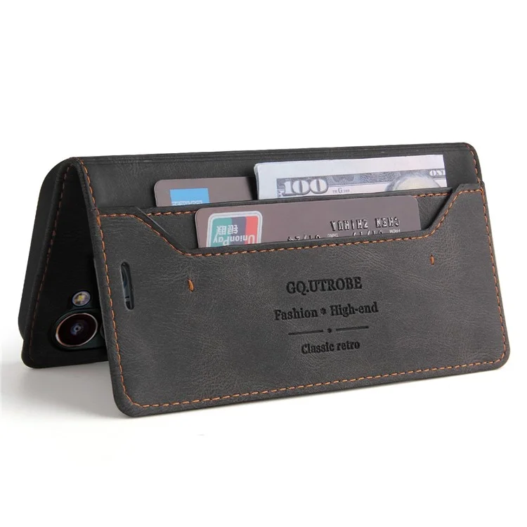 GQ.UTROBE 008 Series Para Samsung Galaxy S24+ Capa da Caixa RFID Blocking PU Leather + TPU Skin-touch Cover - Preto