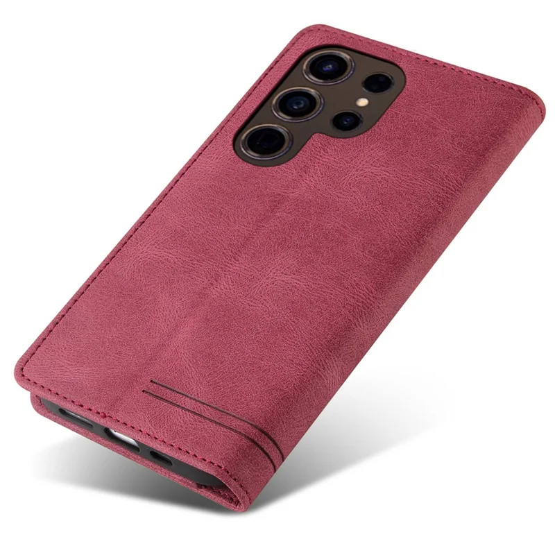 GQ.UTROBE 008 Series For Samsung Galaxy S24 Ultra Case RFID Blocking PU Leather+TPU Skin-touch Phone Protector - Wine Red