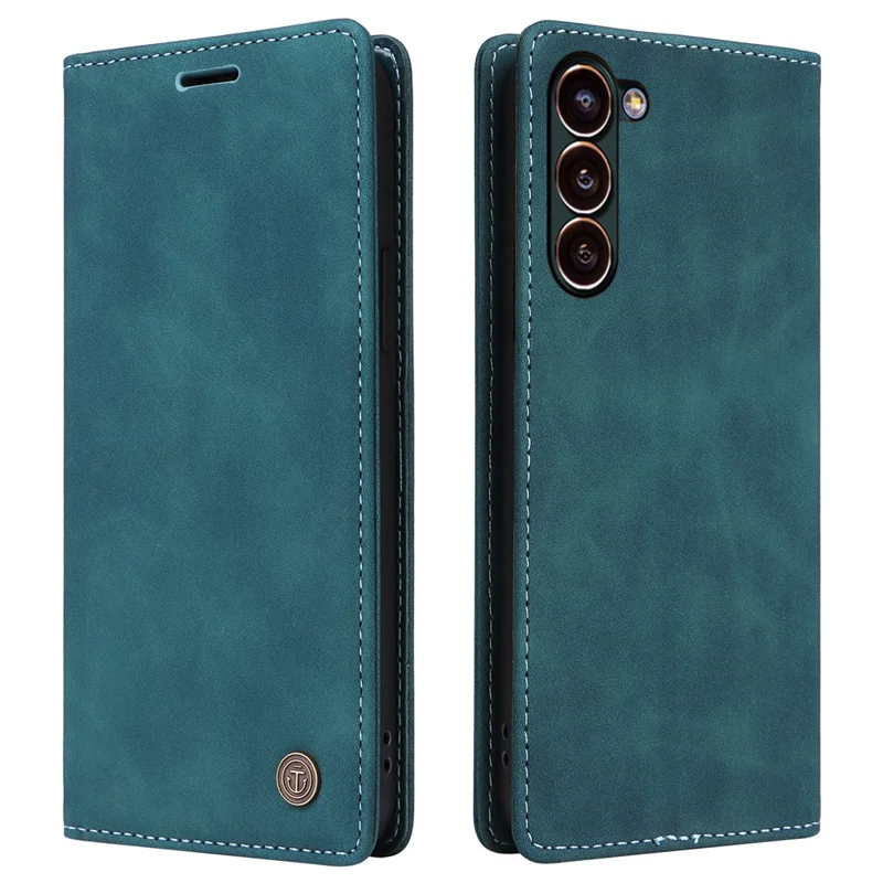 006 Series For Samsung Galaxy S24 Case Stand Leather Cover with Suction Cups Closure - Green