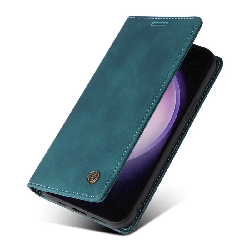 006 Series For Samsung Galaxy S24 Case Stand Leather Cover with Suction Cups Closure - Green