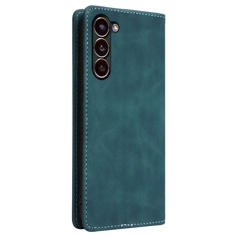 006 Series For Samsung Galaxy S24 Case Stand Leather Cover with Suction Cups Closure - Green