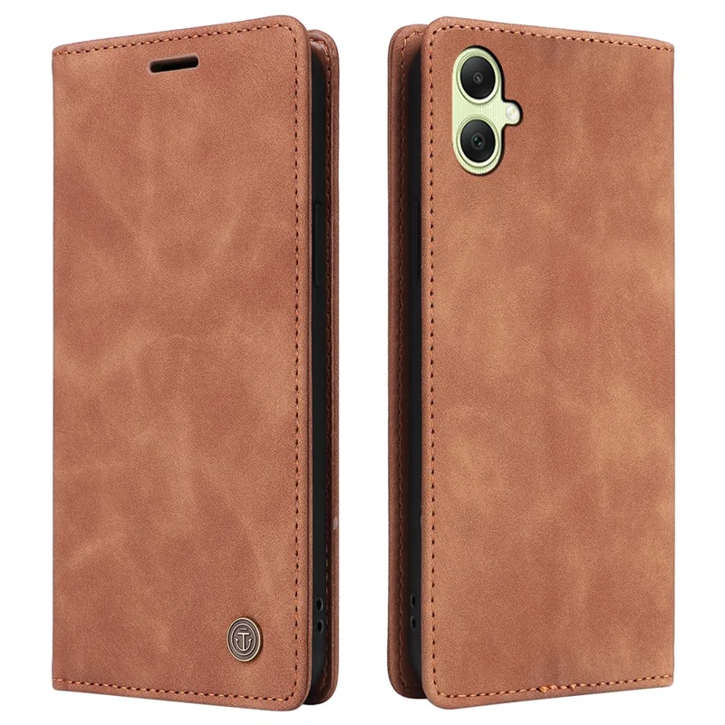 006 Series For Samsung Galaxy A05 4G Case Viewing Stand PU Leather Cover with Suction Cups Closure - Brown