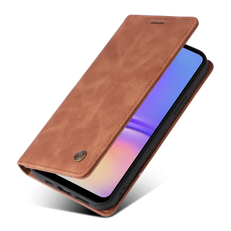 006 Series For Samsung Galaxy A05 4G Case Viewing Stand PU Leather Cover with Suction Cups Closure - Brown