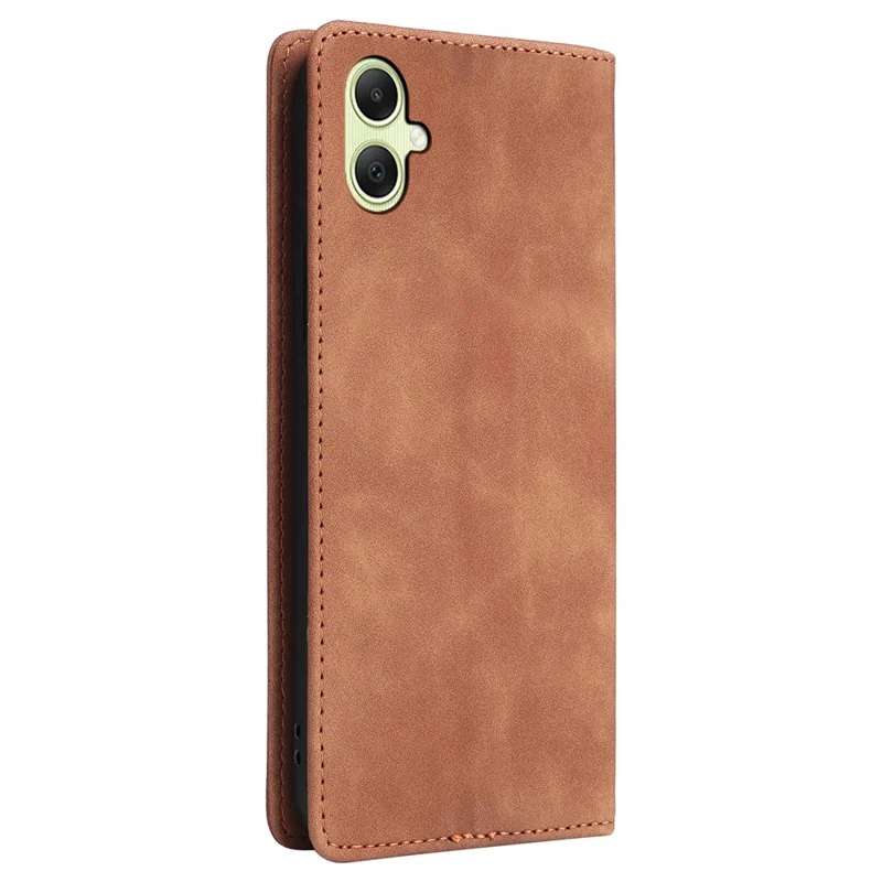 006 Series For Samsung Galaxy A05 4G Case Viewing Stand PU Leather Cover with Suction Cups Closure - Brown