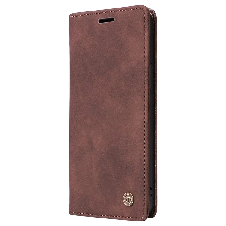 006 Series For Samsung Galaxy S24 Ultra Case PU Leather Folding Stand Cover with Suction Cups Closure - Coffee