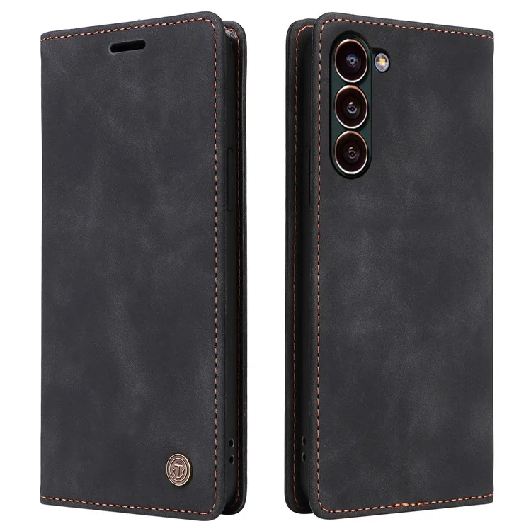 006 Series For Samsung Galaxy S24+ Case Phone Wallet PU Leather Cover with Suction Cups Closure - Black