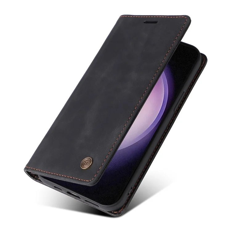 006 Series For Samsung Galaxy S24+ Case Phone Wallet PU Leather Cover with Suction Cups Closure - Black