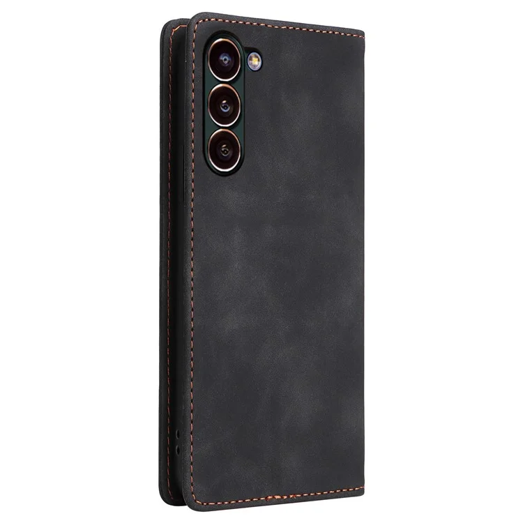 006 Series For Samsung Galaxy S24+ Case Phone Wallet PU Leather Cover with Suction Cups Closure - Black