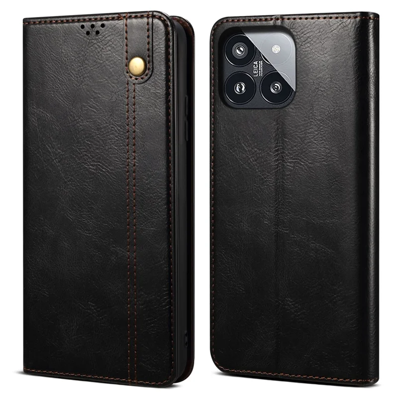 Per Xiaomi 14 Pro PU Leather Crazy Horse Phone Case Stand Wallet Mobile Phone Cover - Nero