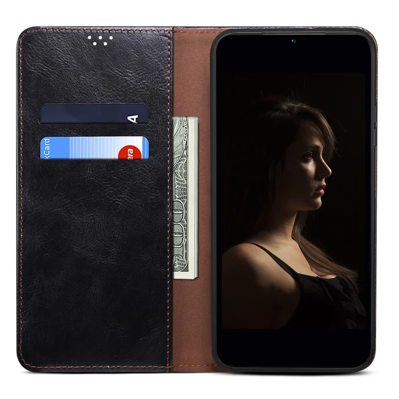 For Xiaomi 14 Case Anti-Scratch Phone Cover Stand Wallet PU Leather Phone Shell - Black