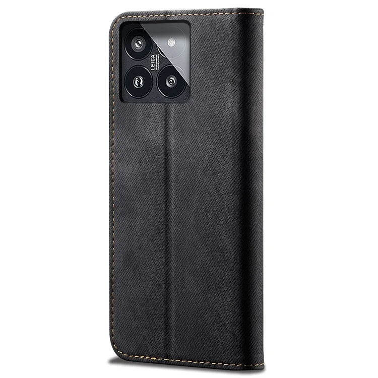 Per Xiaomi 14 Pro Custodia in pelle PU Flip Phone Case Stand Wallet Cell Phone Cover - Nero