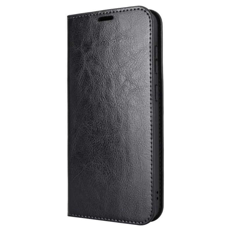 Per Samsung Galaxy S23 FE Case Crazy Horse Texture Genuine Split Leather Phone Cover con supporto e portafoglio - Nero