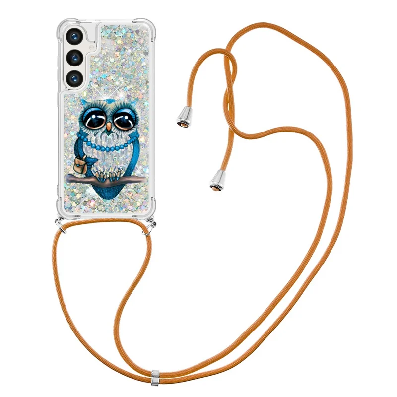 Capa TPU para Samsung Galaxy S24+ com Cordão e Estampa de Areia Movediça - Coruja