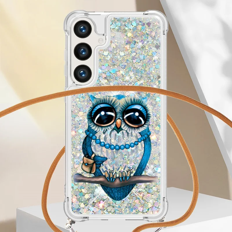 Capa TPU para Samsung Galaxy S24+ com Cordão e Estampa de Areia Movediça - Coruja