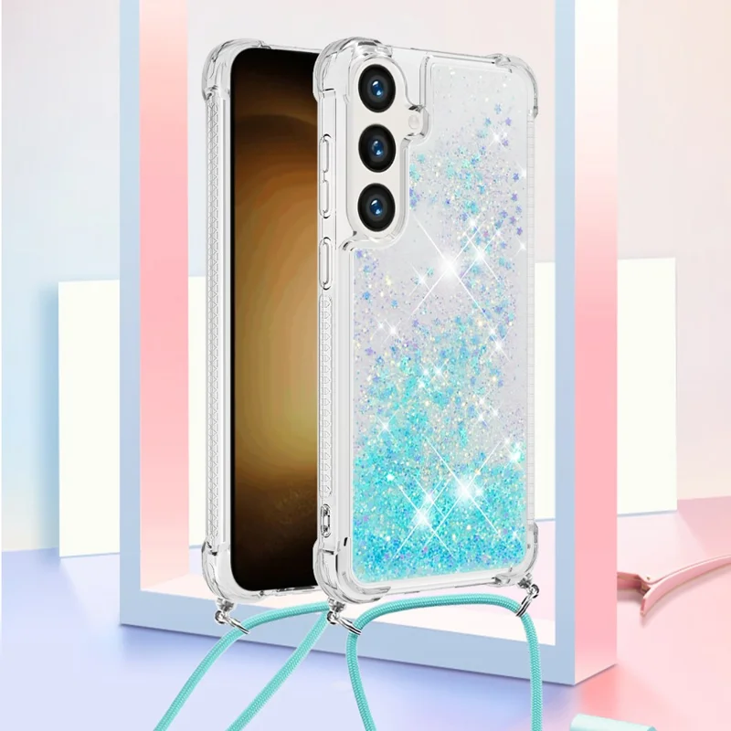 Für Samsung Galaxy S24+ TPU-Hülle mit Quicksand-Design und Lanyard - Blau / Pentagramm