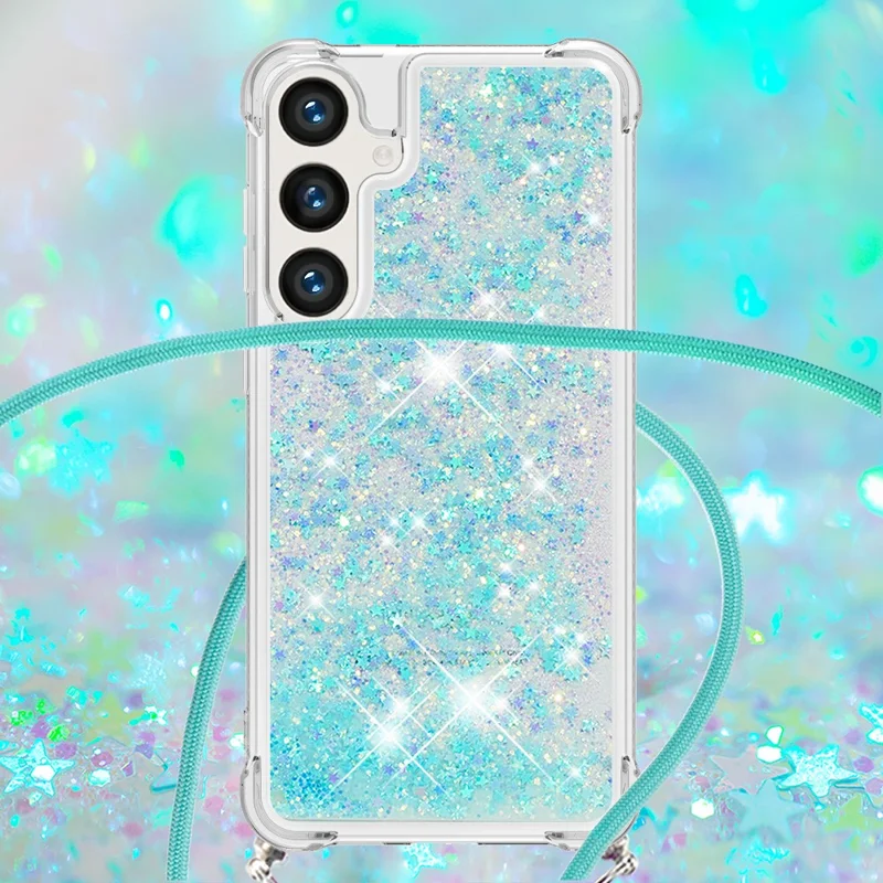 Für Samsung Galaxy S24+ TPU-Hülle mit Quicksand-Design und Lanyard - Blau / Pentagramm