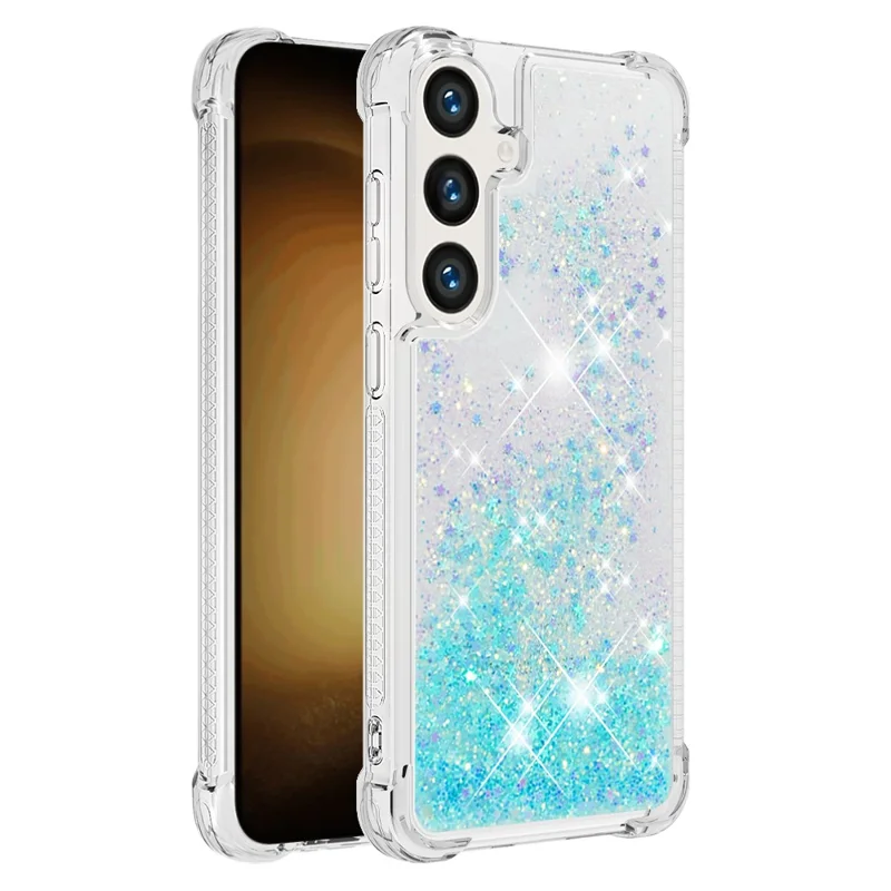 For Samsung Galaxy S24+ TPU-case Glitter Quicksand stødfast bagside - Blå / Femstjerne